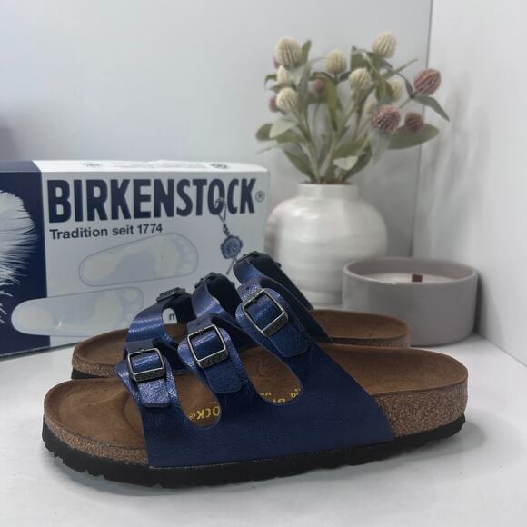 Birkenstock Florida BS Slide Sandal Graceful Insignia Blue Women 5/Men 3 NWB - Picture 1 of 10